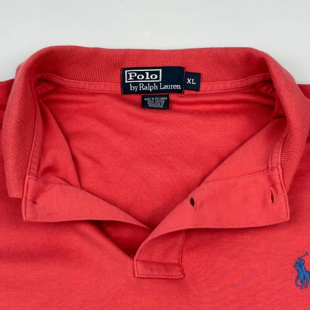 Polo Ralph Lauren Mens XL Red Short Sleeve Cotton Polo Shirt Blue Pony Logo
